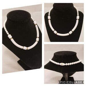 Vintage 80s White Necklace 16"